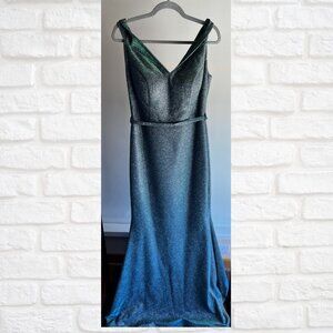 Vizon Green/Silver Sparkle Mermaid Gown, EU44 (US 10), Crinoline Hem, Elegant